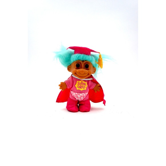 Vintage Russ Super Grad Troll Doll 90s Graduation w/ Turquoise Hair Good Luck - Picture 2 of 9
